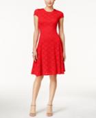 Alfani Lace Jacquard Fit & Flare Dress, Only At Macy's