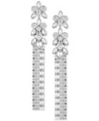 Guess Silver-tone Crystal & Mesh Chain Linear Drop Earrings