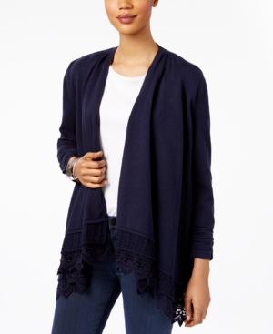 Style & Co Open-front Crochet-hem Cardigan, Only At Macy's