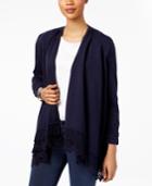 Style & Co Open-front Crochet-hem Cardigan, Only At Macy's
