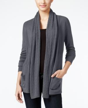 Karen Scott Petite Open-front Cable-knit Cardigan, Only At Macy's