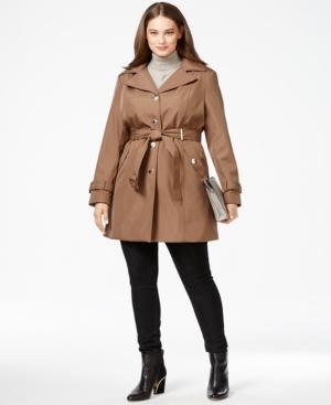 Calvin Klein Plus Size Hooded Single-breasted Trench Coat
