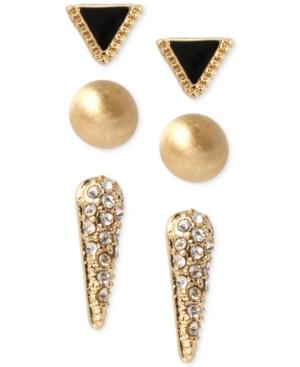 Kenneth Cole New York Gold-tone Crystal, Triangle And Spike Stud Earring
