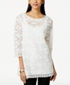 Alfani Petite Lace Scalloped-hem Blouse, Only At Macy's