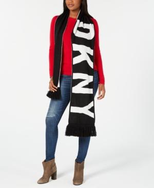 Dkny Bold Logo Fringe Scarf, Created For Macy's