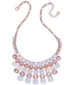 Charter Club Rose Gold-tone Clear And Pink Crystal Statement Necklace, Only At Macy's