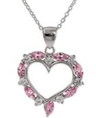 Giani Bernini Pink And Clear Cubic Zirconia Heart Pendant Necklace In Sterling Silver, Only At Macy's