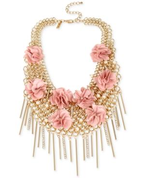 M. Haskell For Inc International Concepts Gold-tone Imitation Pearl And Fabric Flower Statement Necklace, Only At Macy's