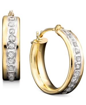 14k White Or Yellow Gold Earrings, Diamond Accent Mini Hoop Earrings
