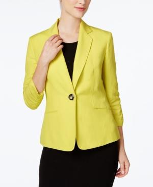 Kasper Single-button Ruched-sleeve Blazer