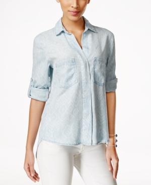 Olive + Sloane Printed Denim High-low Shirt, Only At Macy's