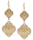 M. Haskell For Inc Gold-tone White-framed Filigree Drop Earrings, Only At Macy's