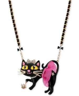 Betsey Johnson Antique Gold-tone Tutu Cat Pendant Necklace