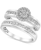 Diamond Cluster Bridal Set (1/3 Ct. T.w.) In 14k White Gold