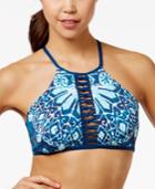 Lucky Brand Batik Chic Reversible High-neck Bikini Top Women's Swimsuit