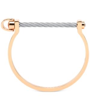 Charriol White Topaz Bangle Bracelet (3/8 Ct. T.w.) In Stainless Steel & Rose Gold-tone Pvd Stainless Steel