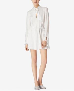 Avec Les Filles Tie-neck Printed Crinkle Dress