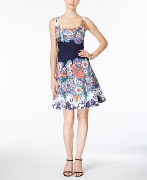 Nine West Sleeveless Printed A-line Dress