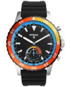 Fossil Q Men's Crewmaster Black Silicone Strap Hybrid Smart Watch 46mm Ftw1124