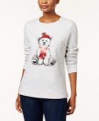 Karen Scott Holiday Bear-print Sweatshirt, Created For Macy's