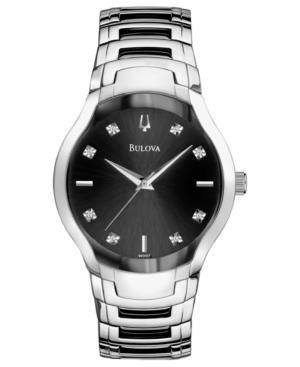 Bulova Watch, Men's Diamond Accent Stainless Steel Bracelet 39mm 96d117