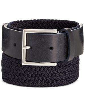 Hugo Boss Men's Gorian Leather & Woven Elastic Belt