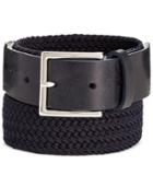 Hugo Boss Men's Gorian Leather & Woven Elastic Belt