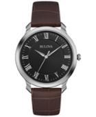 Bulova Men's Brown Leather Strap Watch 41mm 96a184