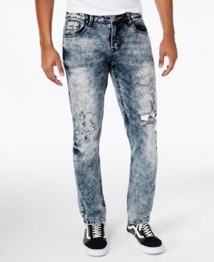 Black Pyramid Men's Slim Straight Fit Distressed Denim Pants