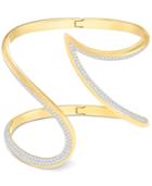 Swarovski Groove Gold-tone Pave-edge Open Cuff Bracelet