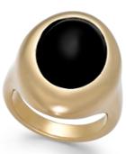 Signature Gold Onyx Teardrop Ring (2-1/2 Ct. T.w.) In 14k Gold Over Resin