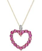 Ruby (1-3/4 Ct. T.w.) And Diamond Accent Heart Pendant Necklace In 14k Gold
