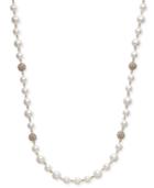 Charter Club Gold-tone Pave Bead & Imitation Pearl Strand Necklace, 42 + 2 Extender, Created For Macy's