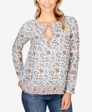 Lucky Brand Floral-print Keyhole Top
