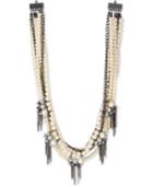 Inc International Concepts Hematite-tone Imitation Pearl And Chain Spike Statement Necklace, Only At Macy's