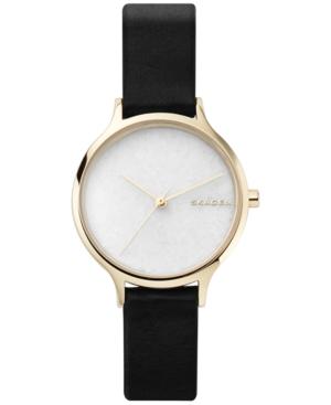 Skagen Women's Anita Black Leather Strap Watch 34mm