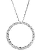 Diamond Open Circle Pendant Necklace In 14k White Gold (1/2 Ct. T.w.)