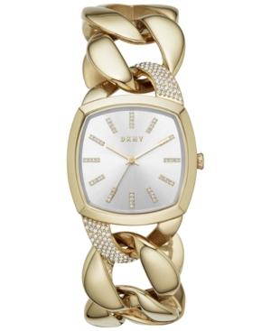 Dkny Women's Chanin Crystal Gold-tone Stainless Steel Chain Bracelet Watch 32mm Ny2570