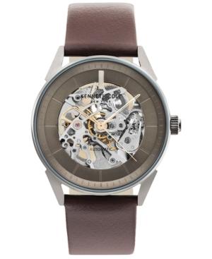 Kenneth Cole New York Men's Automatic Brown Leather Strap Watch 42mm
