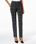 Charter Club Cambridge Plaid Ponte Slim-leg Pull-on Pants, Only At Macy's