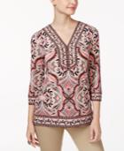 Jm Collection Petite Printed Embellished Tunic, Created For Macy's