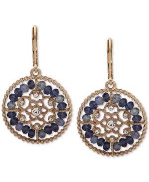 Lonna & Lilly Gold-tone Crystal & Bead Openwork Drop Earrings
