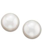 Lauren Ralph Lauren Sterling Silver Plated Glass Pearl Stud Earrings (8mm)