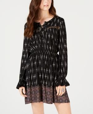 American Rag Juniors' Printed Lace-up Peasant Dress, Created For Macy's