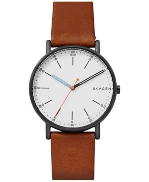 Skagen Men's Signature Brown Leather Strap Watch 40mm Skw6374