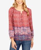 Lucky Brand Printed Peasant Top