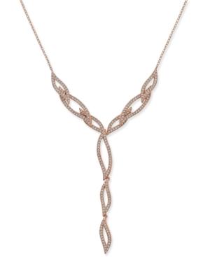 Danori Rose Gold-tone Laurel Pave Lariat Necklace