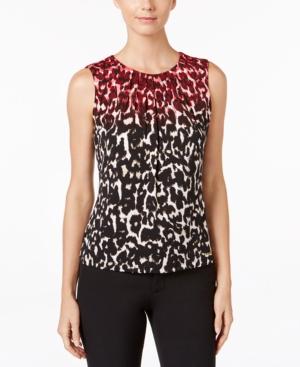 Calvin Klein Ombre-print Pleat-neck Shell