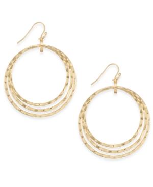 Inc International Concepts Gold-tone Textured Triple Layer Gypsy Hoop Earrings, Only At Macy's