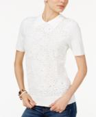 Tommy Hilfiger Lace-front Sweater, Only At Macy's